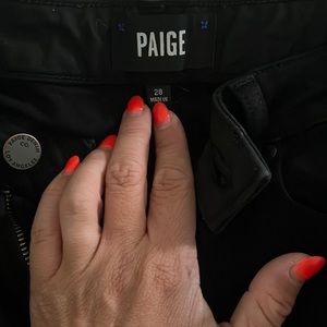 Paige size 28 black raw hem straight leg jeans